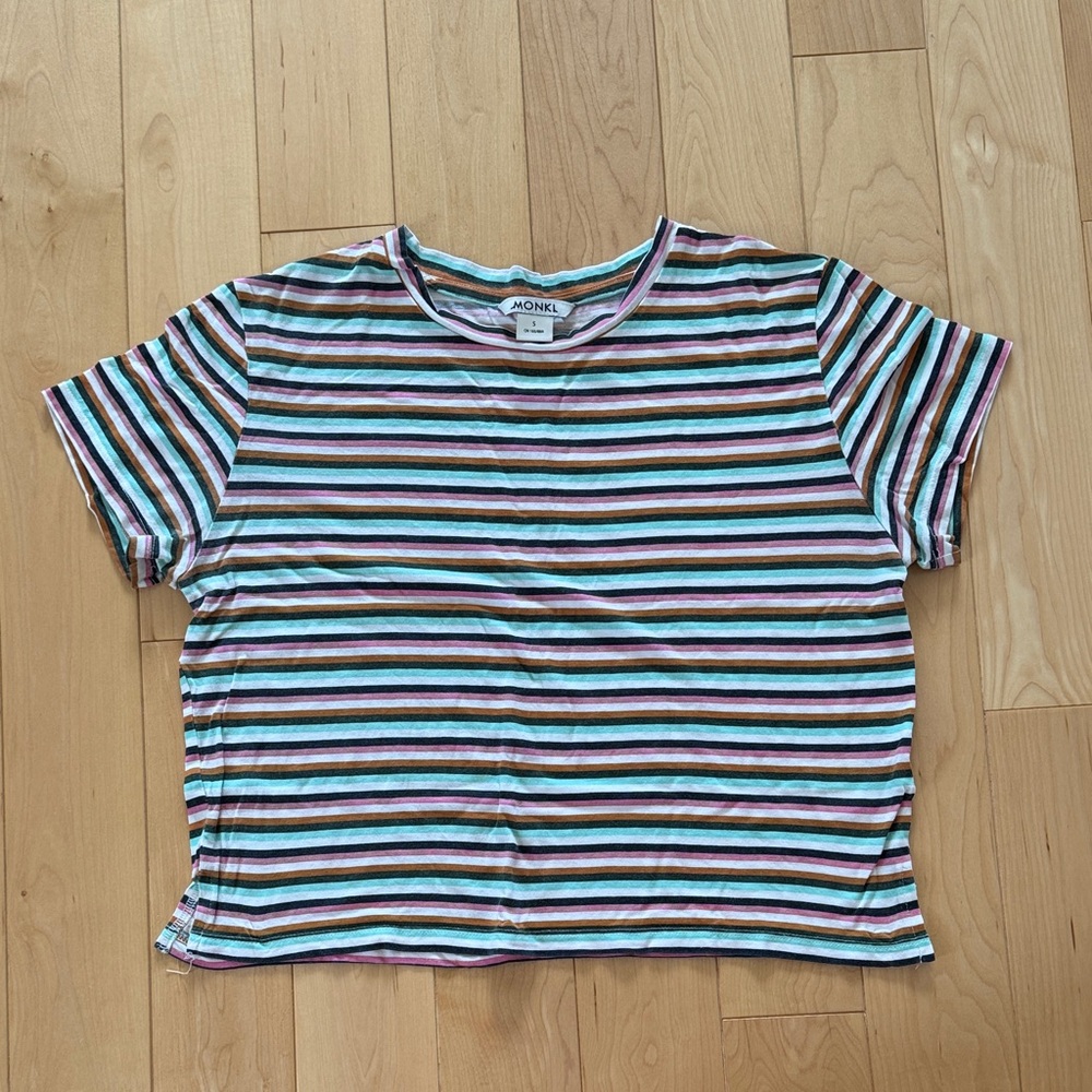 Monki Multicolor Striped Short Sleeve Tee